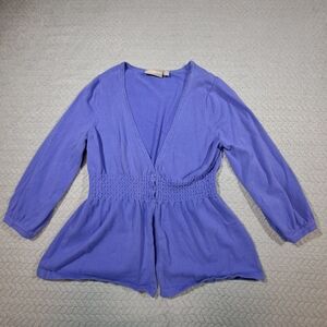 Croft & Barrow Women's Blue Smocked Blouse
